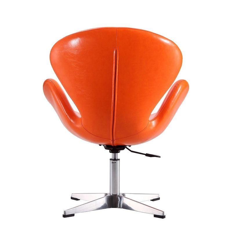 Manhattan Comfort Raspberry Faux Leather Adjustable Swivel Chair Tangerine: Chrome-Plated, Spot Clean, Metal Frame