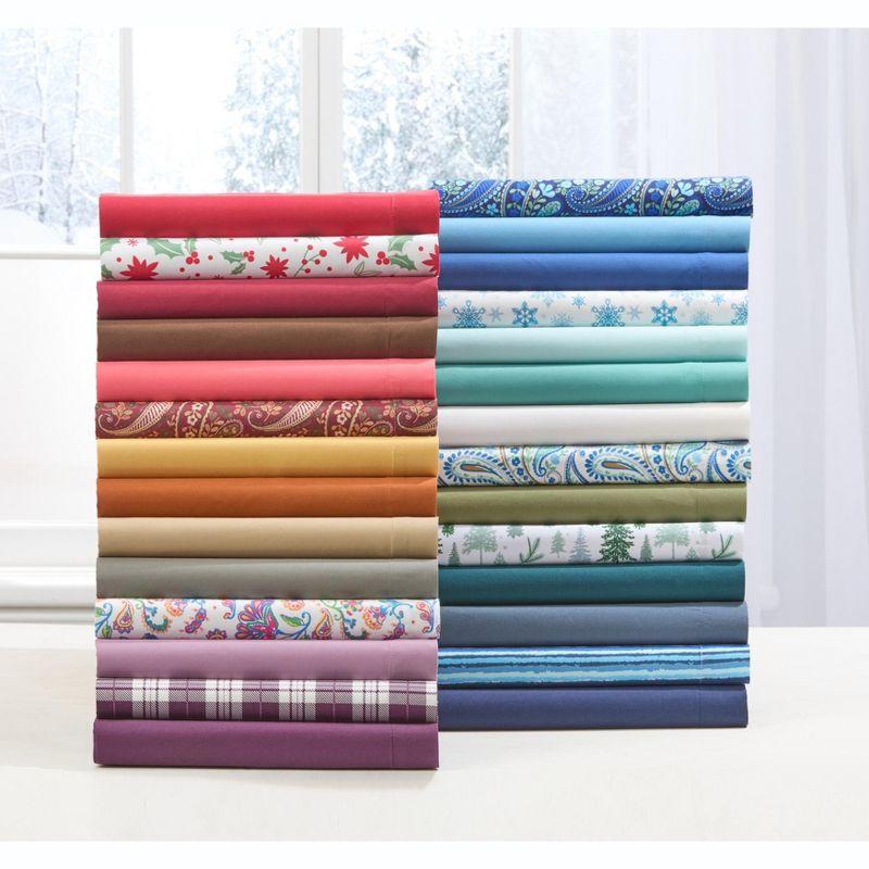 BrylaneHome BH Studio Microfiber Printed Sheet Set - Full, Navy Paisley