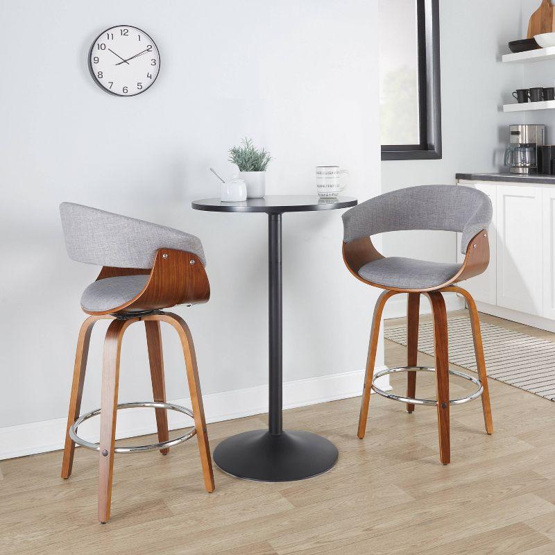 Set of 2 Vintage Modern Counter Height Barstools: Swivel, Footrest, Foam Upholstered - LumiSource