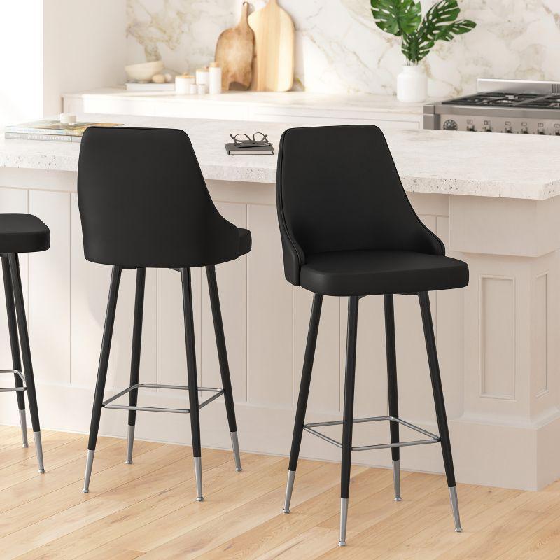 Merrick Lane Modern Upholstered Dining Stools with Chrome Accented Metal Frames and Footrests