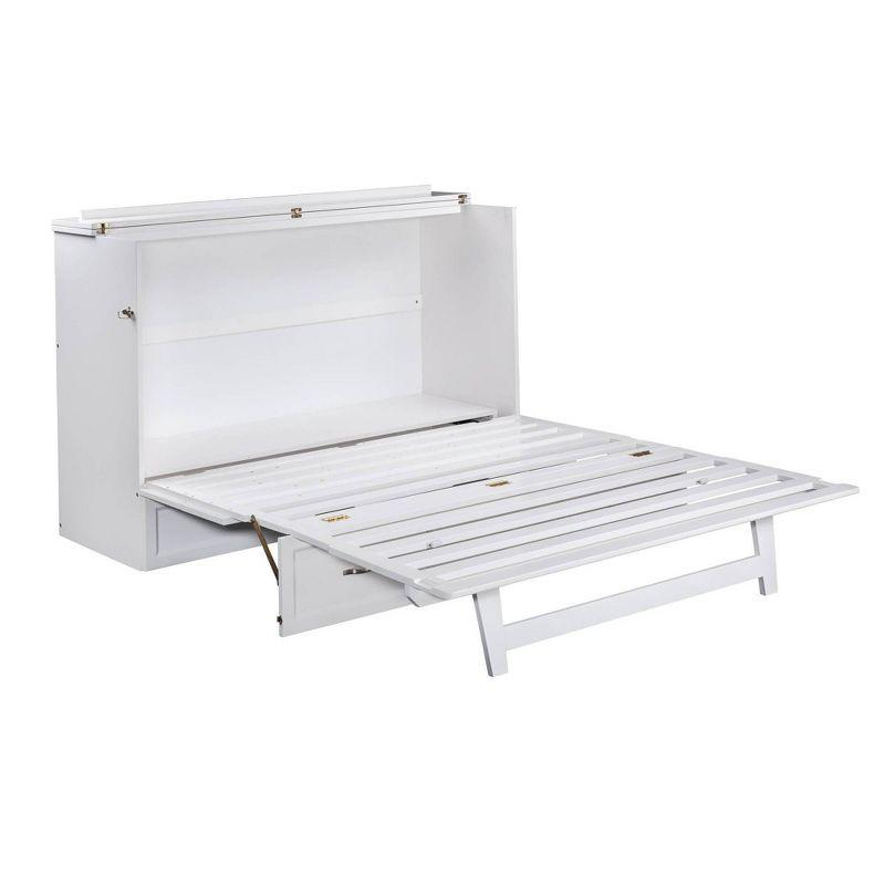 Queen Deerfield Murphy Bed Chest with Charging Station White - AFI: Space-Saving, Fold-Out Mattress, Elegant Design