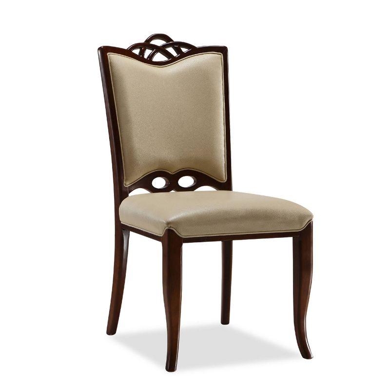 Manhattan Comfort Set of 2 Regent Faux Leather Dining Chairs Cream - Manhattan Comfort: Beechwood Legs, Solid Back, No Assembly Required