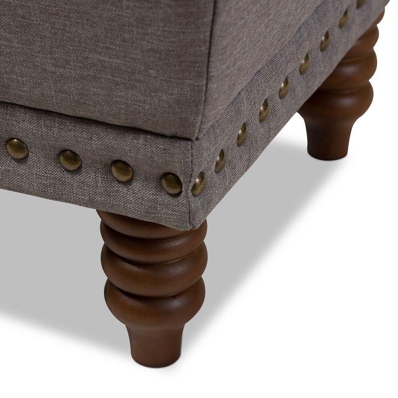 Annabelle Modern and Contemporary Wood Finish with Fabric Upholstered Button - Tufted Storage Ottoman - Baxton Studio