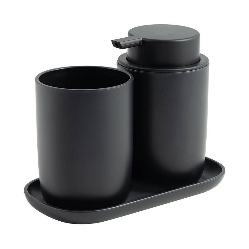 3pc Bathroom Accessory Set Black - Allure Home Creations: Includes Tray, Tumbler, Hand Wash-Compatible