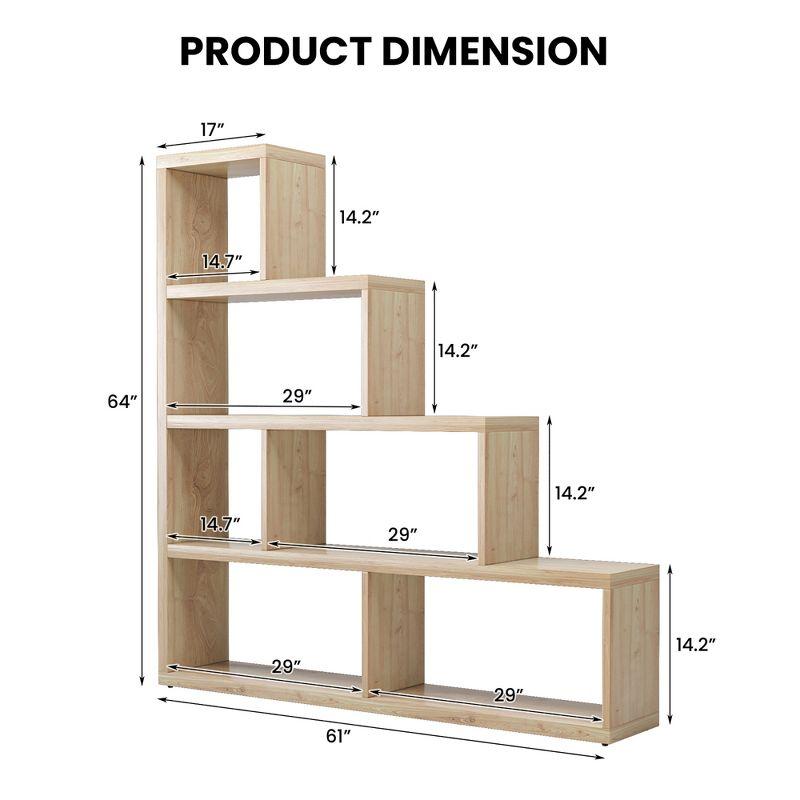 Costway 6 Cubes Ladder Shelf Freestanding Corner Bookshelf Storage Bookcase Display Rack