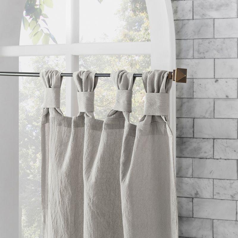 Silver Gray Sheer Cotton Twist Tab Cafe Curtains