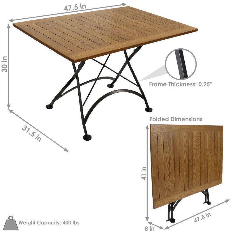 Sunnydaze Chestnut Wood Large Folding Patio Family Dining Table - 31" - Brown