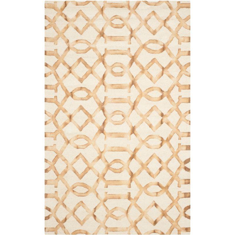 Hand-Tufted Ivory & Camel Wool Rectangular Area Rug, 5' x 8'