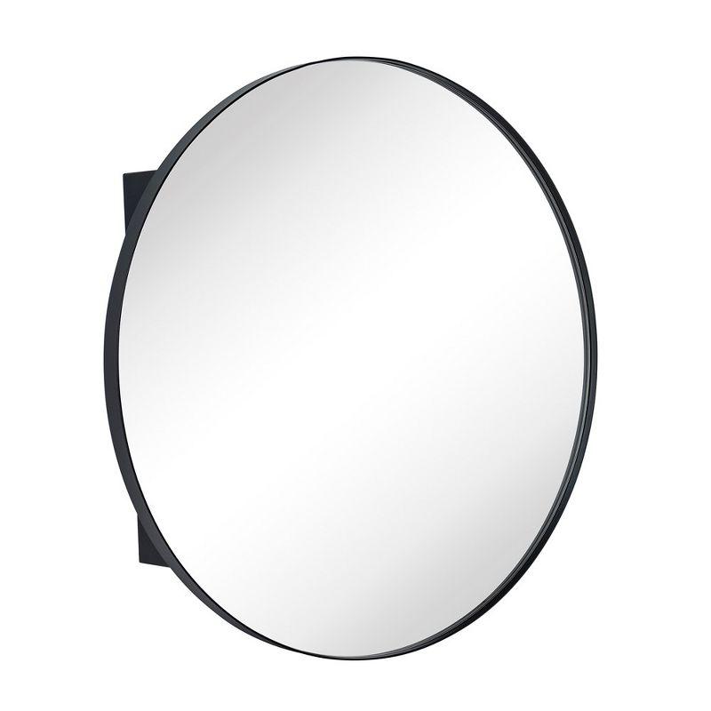 TEHOME  Myriel 24 in. W x 24 in. Surface Mount Round Metal Framed Bathroom Medicine Cabinet with Mirror in Matt  Black