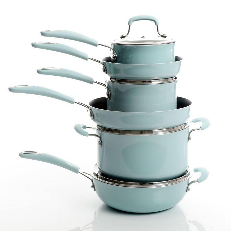 Kenmore Elite Glacier Blue Nonstick Aluminum 10-Piece Cookware Set