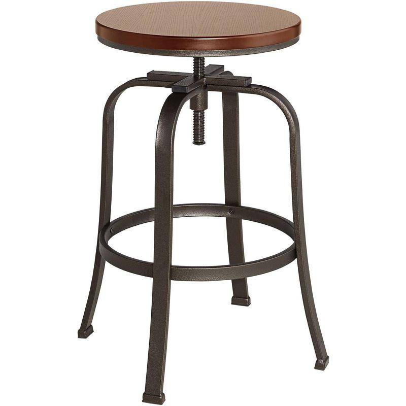 Radin Hammered Bronze 24" Swivel Bar Stool with Adjustable Dark Wood Seat