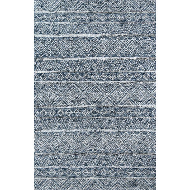 3'6"x5'6" Mallorca Evalyn Area Rug Denim - Momeni: Wool, Geometric, Bohemian, Handmade, Low Pile, Indoor Use