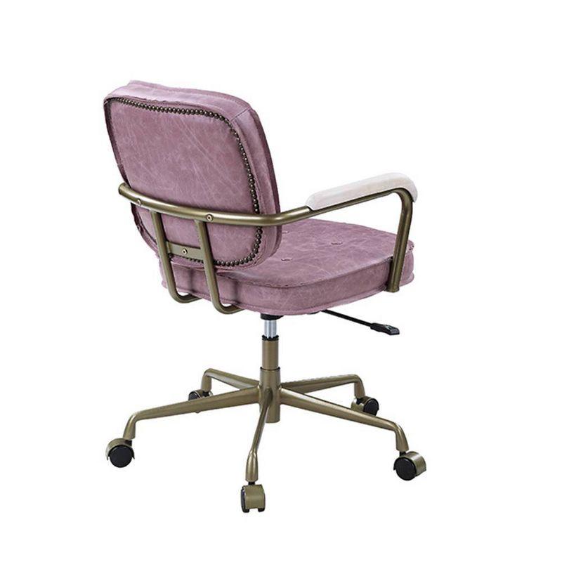 25" Siecross Grain Leather Reclining Accent Chair Pink - Acme Furniture: Swivel, Metal Frame, No Assembly