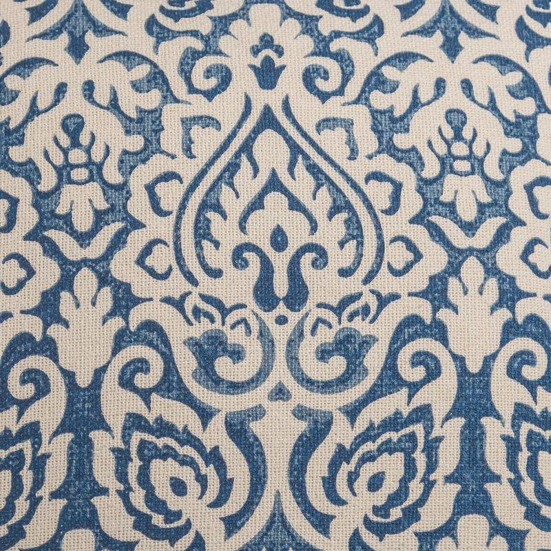 22"x22" Oversize Dulane Damask Poly Filled Square Throw Pillow Blue - Rizzy Home: Indoor Cotton Canvas with Hidden Zipper