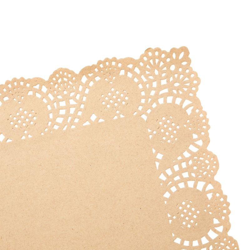 Juvale 100-Pack Brown Rectangle Disposable Placemats - Lace Paper Doilies for Wedding Table, Thanksgiving, Party, 15.5x12 In