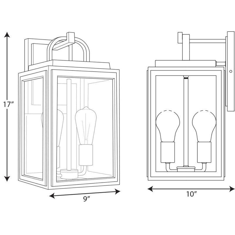 Progress Lighting Grandbury 2-Light Outdoor Hanging Lantern in Black, Clear Glass Panels, DURASHIELD Material