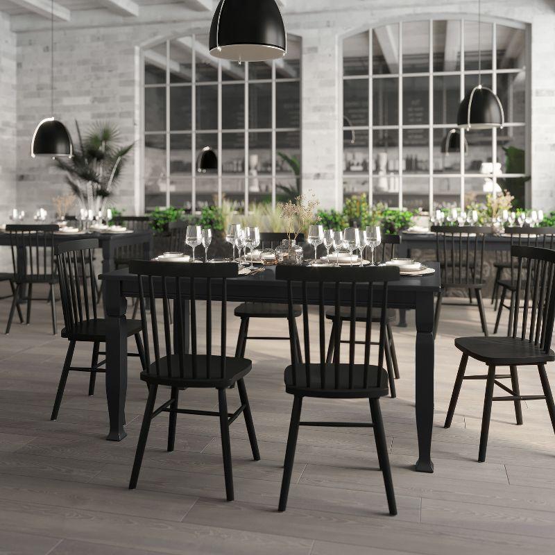 Flash Furniture Grace 60" Solid Wood Dining Table with Turned Wooden Legs, Commercial Grade Heavy Duty Rectangle Wood Table for 6, Black Finish