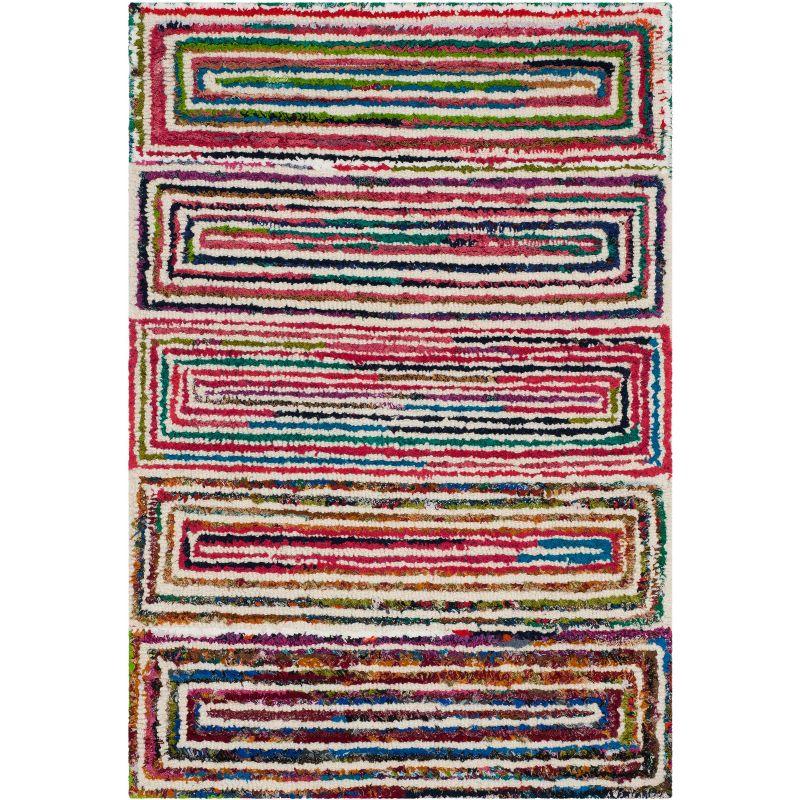 Ivory and Multicolor Hand-Tufted Wool Area Rug 2' x 3'