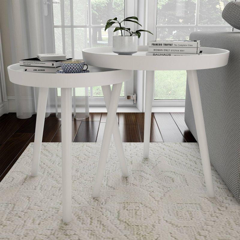 Nesting End Tables with Tray Top White - Yorkshire Home: 2-Piece Set, Wood Surface, MDF Frame