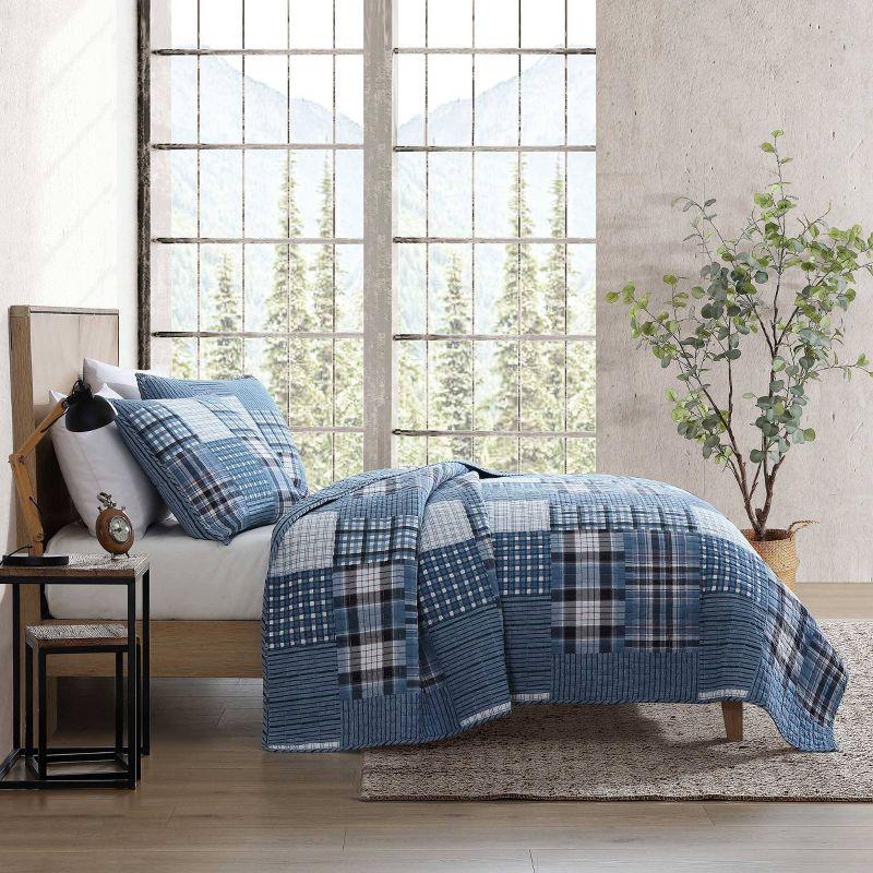 Eddie Bauer Hawthorne 100% Cotton Quilt Set Blue