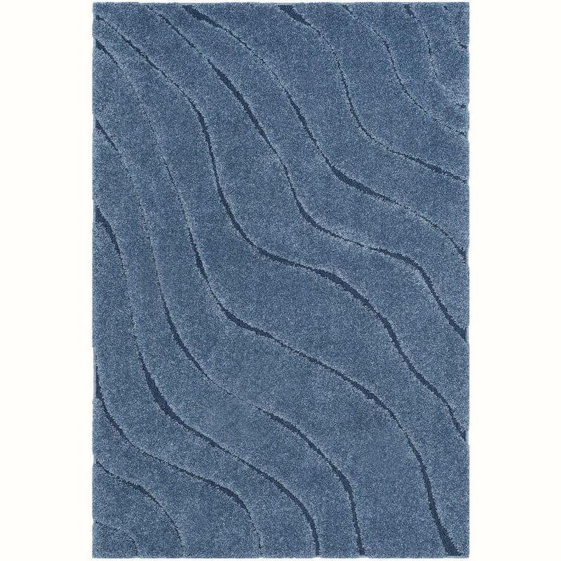 Florida Shag SG472 Power Loomed Indoor Area Rug - Light Blue/Blue - 5'3"x7'6" - Safavieh