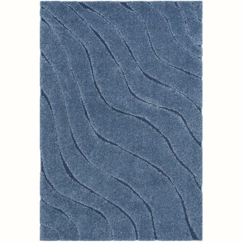 Luxe Cascade Light Blue Shag Rug, Hand-Knotted, Easy Care, 59"x8"