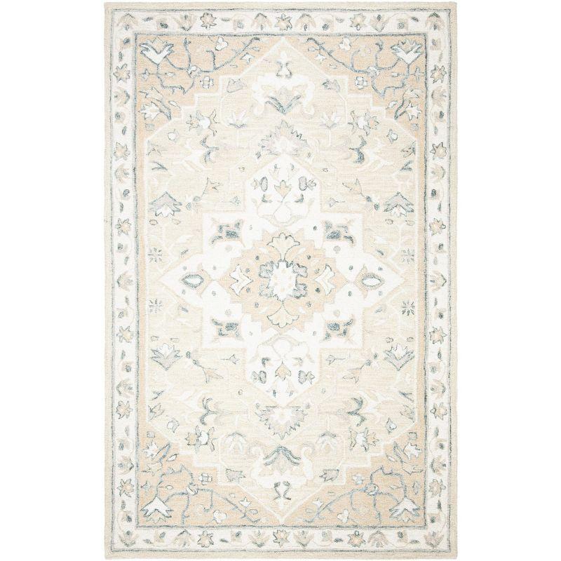 Handmade Beige and Ivory Wool Tufted Area Rug