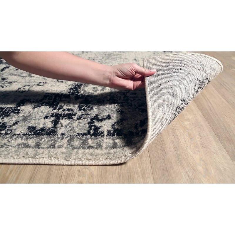 Harput Black and White Rectangular Synthetic Area Rug