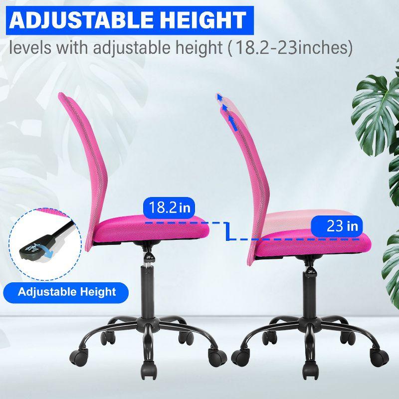 BestMassage Mesh Office Chair Computer Chair with Lumbar Support & Thickly Padded Seat Rolling Swivel Back Support Chair for Home Office, Pink