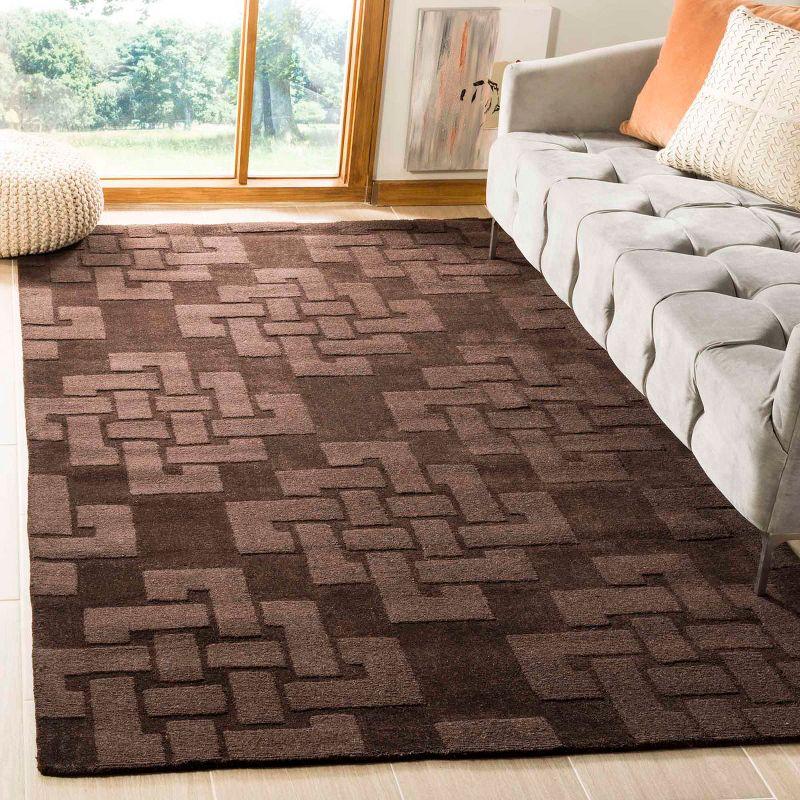 Handcrafted Chocolate Truffle Tufted Wool Rectangular Rug