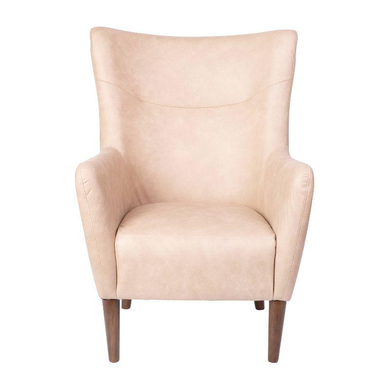 Taylor & Logan Reggie Wingback Chair: Faux Leather, Wood Frame, 300 lbs Capacity