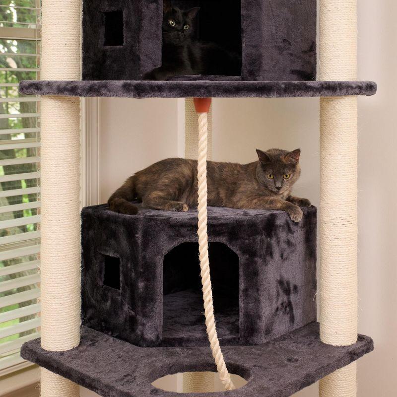 82 Inches Multi-Level Big Cat Tree. Tall Multi-Cats Tower with 2 Big Cat Condos A8202