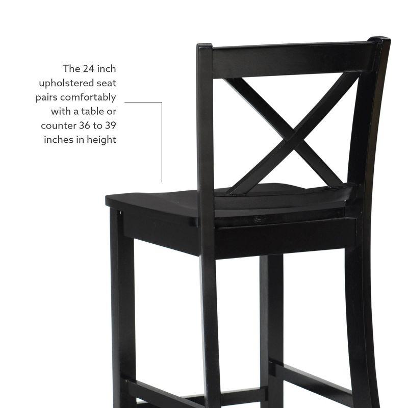 30" Torino X Back Wood Barstool - Black - Linon: Solid Rubberwood, Unupholstered, Armless