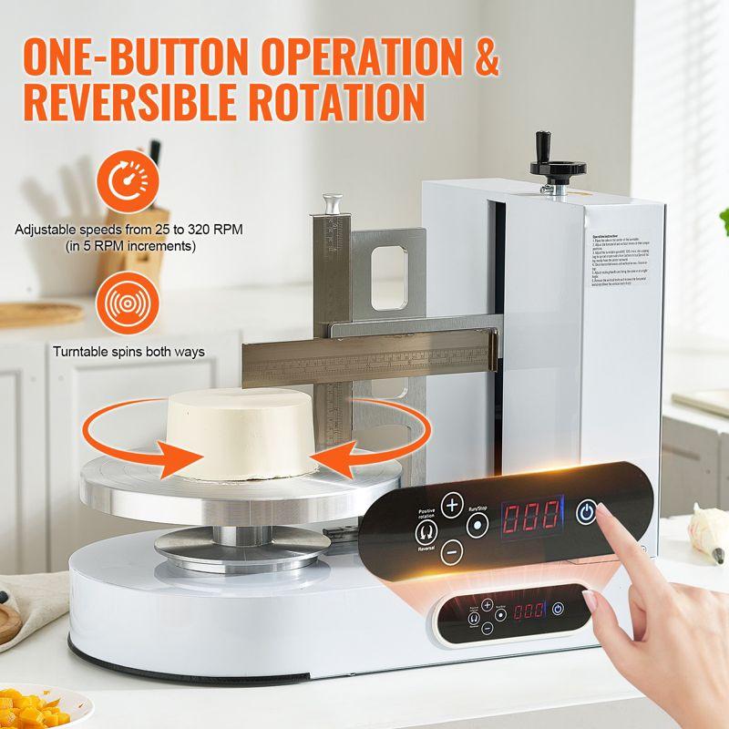 VEVOR Cake Decorating Machine, Cake Cream Spreading Coating Smearing Machine, Low Noise Cake Frosting Machine, Turntable with Adjustable Scraper