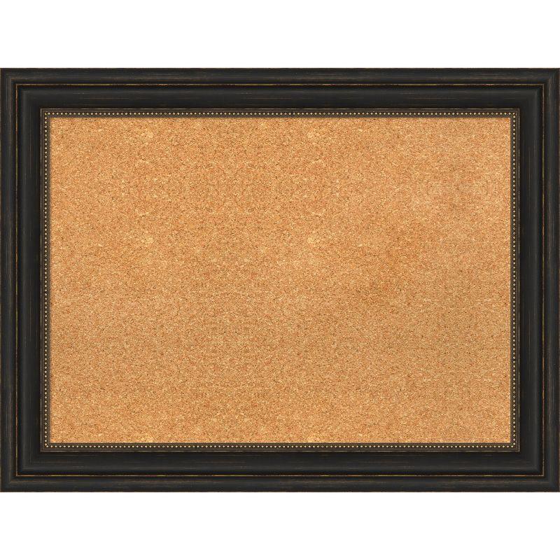 Natural Cork Bulletin Board with Bronze Frame, 37.44 x 29.86 in