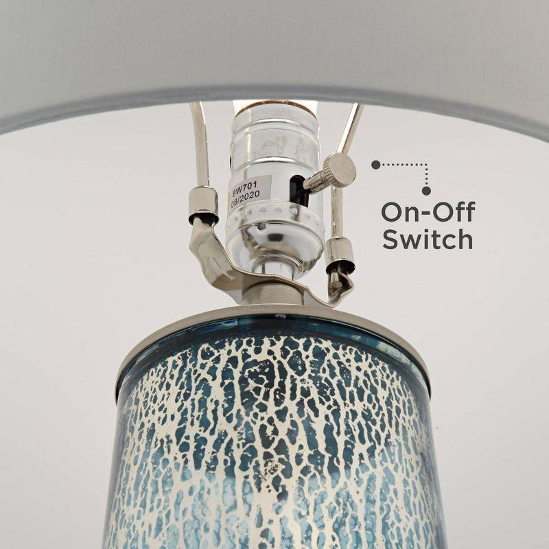360 Lighting Marcus Modern Table Lamp 30" Tall Mercury Glass Column Shape White Drum Shade for Bedroom Living Room Bedside Nightstand Office Kids Home