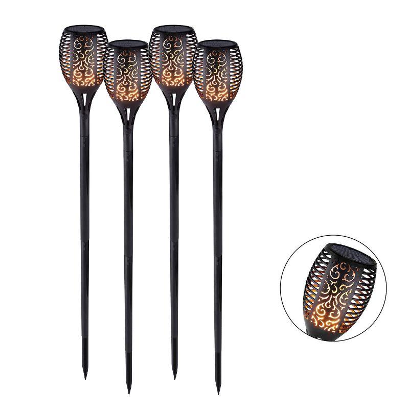 XODO FL1 Solar Outdoor Lights, 4-PK Solar Torch with Flickering Flames, Path-Way