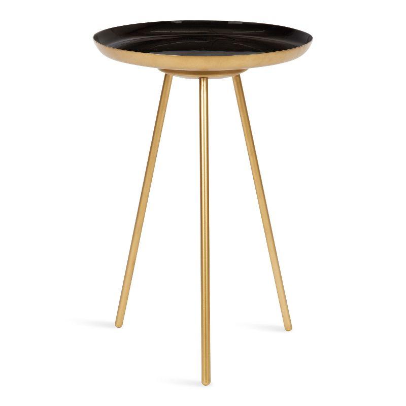 Kate and Laurel Laranya Round Metal Side Table, 15x15x22.5, Black and Gold