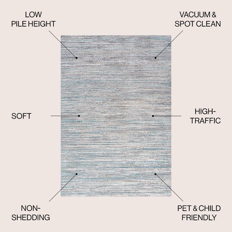 8'x10' Loom Modern Strie'  Area Rug, Gray/Turquoise - JONATHAN Y