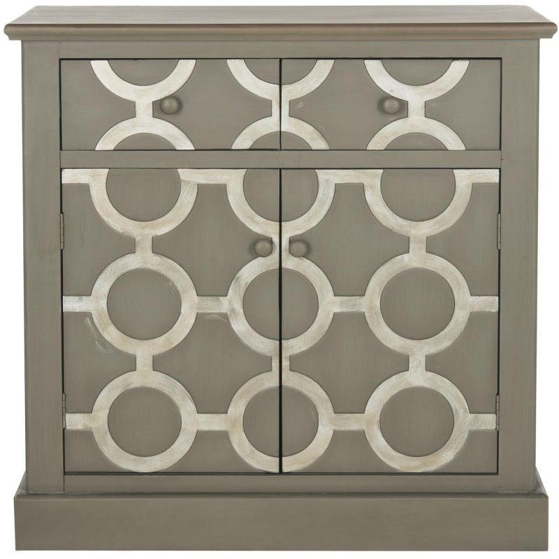 Petula Grey Geometric Fir Wood Accent Cabinet