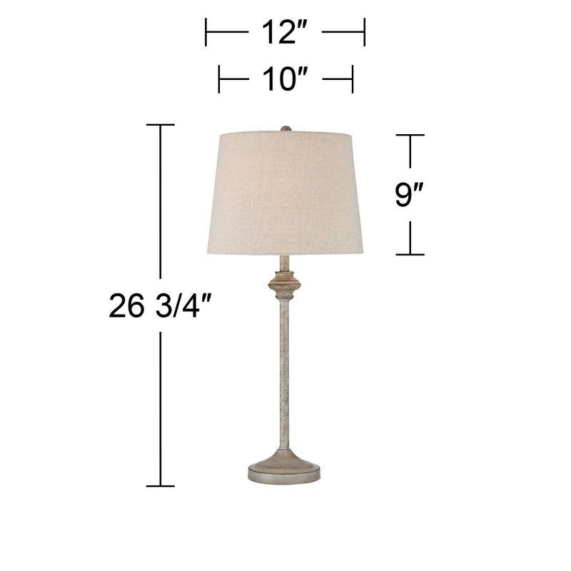 360 Lighting Lynn Country Cottage Buffet Table Lamps 26 3/4" High Set of 2 Beige Wood Oatmeal Drum Shade for Bedroom Living Room Bedside Nightstand