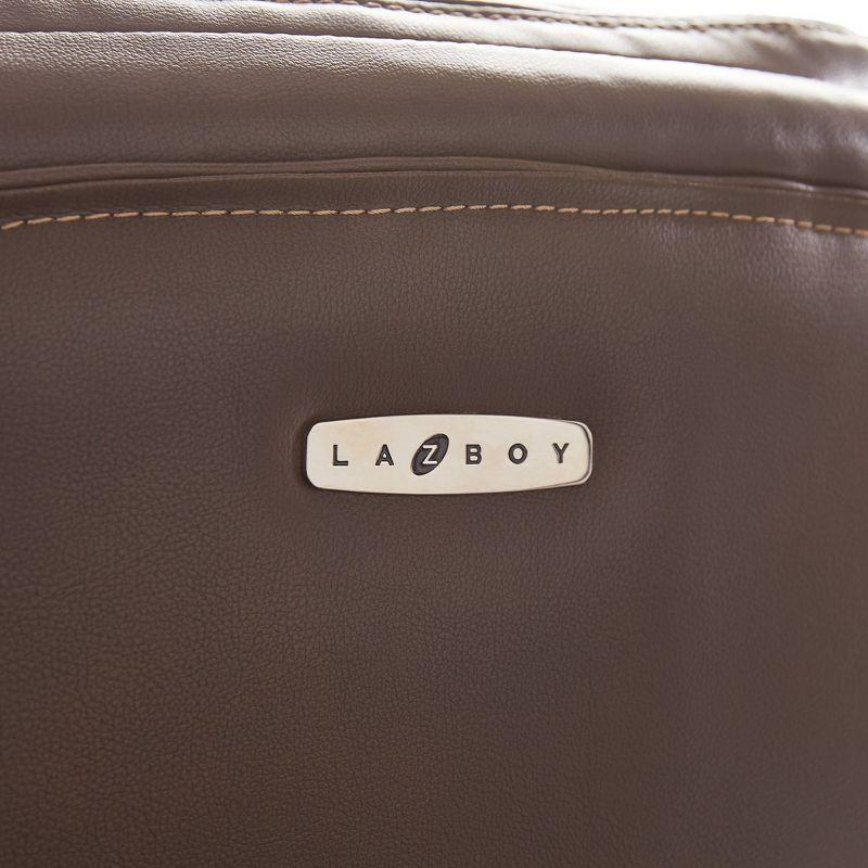 La-Z-Boy La-Z-Boy Delano Big & Tall Executive Office Chair, Ergonomic Mid-Back with Body Pillow Lumbar Support, ComfortCore® with Memory Foam Cushion, Mahogany Wood Arms and Swivel Base, Bonded Leather