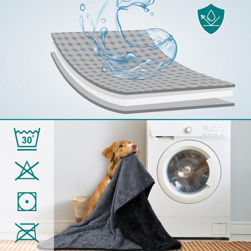 PetAmi Waterproof Dog Blanket, Leakproof Fleece Throw for Pet Cat Puppy Kitten, Reversible Washable Soft Plush Cover