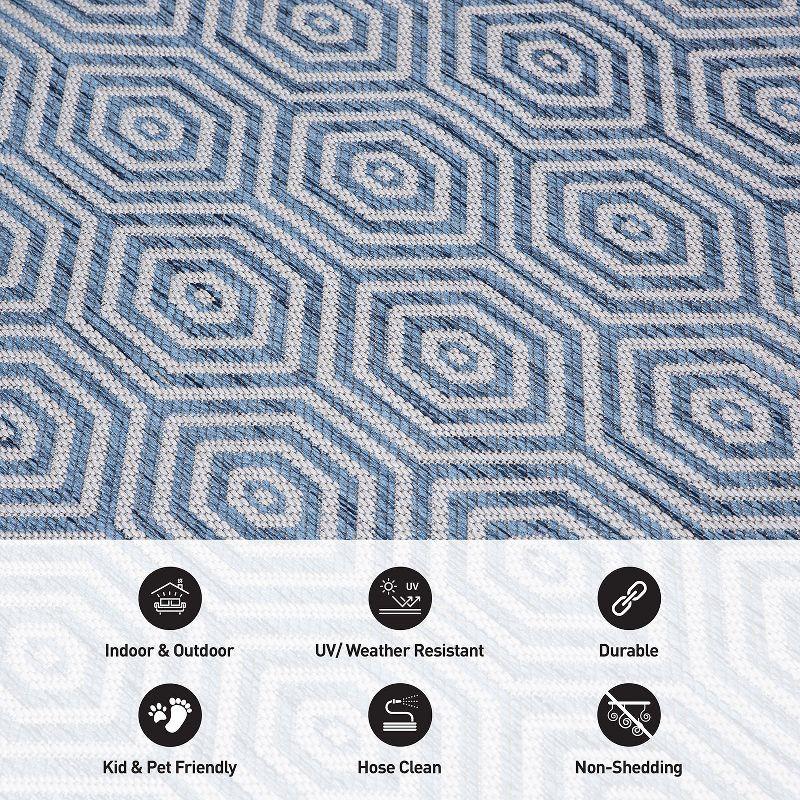 World Rug Gallery Modern Geometric Textured Flat Weave Indoor/Outdoor Area Rug - BLUE 2'x3'