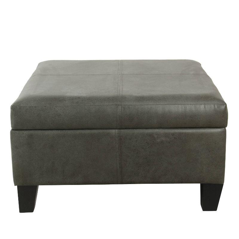 Luxury Large Square Storage Ottoman with Lid - HomePop: Faux Leather, Seating & Rosewood Legs