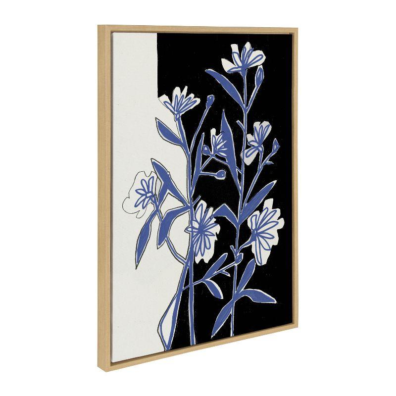 Kate and Laurel 679 Black White and Blue Floral by Teju Reval, 23x33, Natural