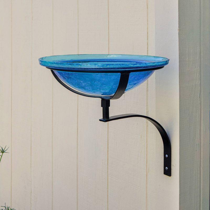 12.5" Reflective Crackle Glass Birdbath Bowl: No Assembly, Wall Bracket Included - Achla Designs