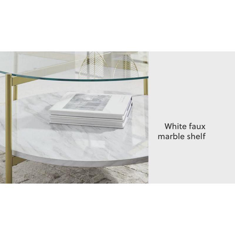 Aurelia Gold & White 32" Contemporary Round Glass Cocktail Table