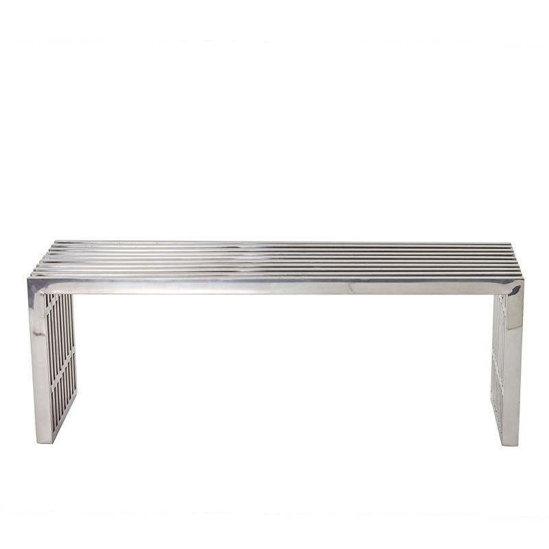 Gridiron Medium Stainless Steel Bench Silver - Modway: No Assembly, 495lb Capacity, 46.5" Width