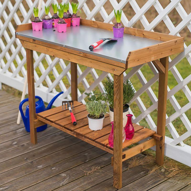 Tierra Garden Gardener's Table with Tin Surface